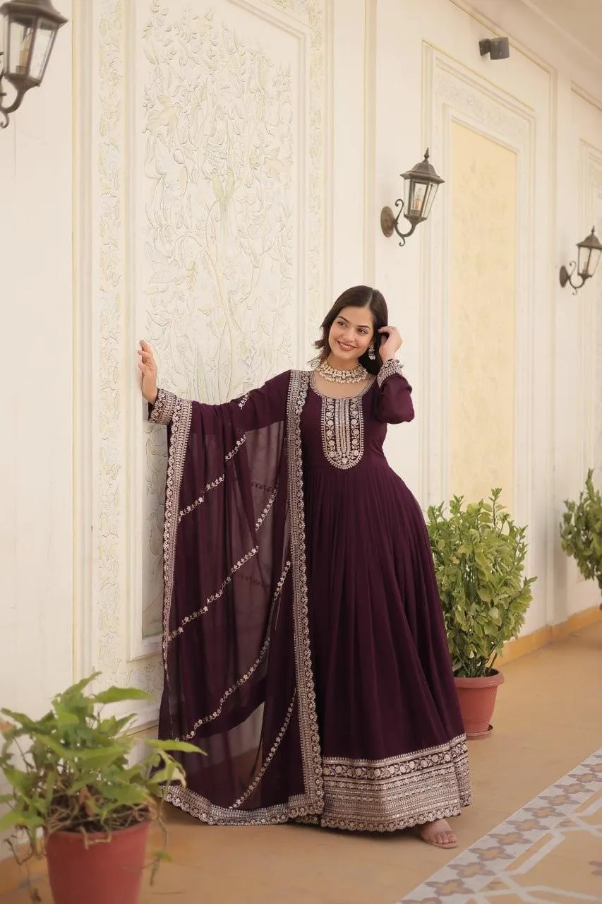 Majestic Heavy Sequins Embroidered Designer Anarkali With Dupatta