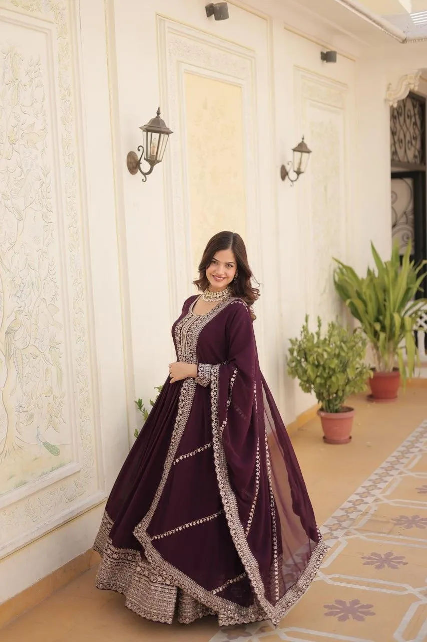 Majestic Heavy Sequins Embroidered Designer Anarkali With Dupatta