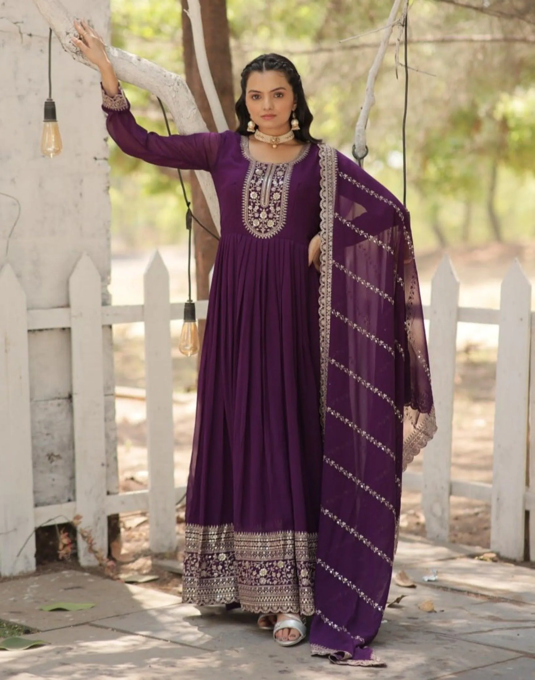 Majestic Heavy Sequins Embroidered Designer Anarkali With Dupatta