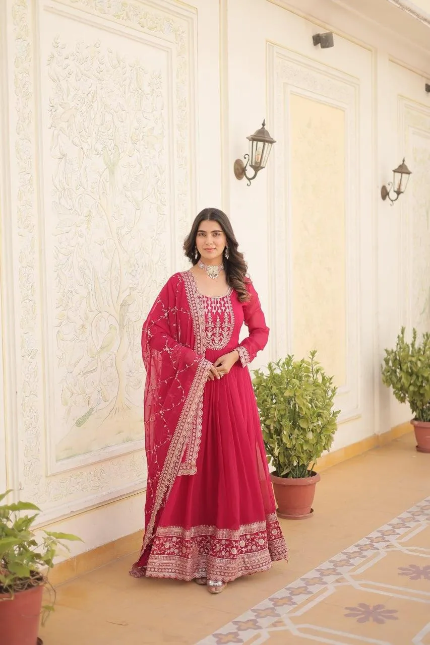 Majestic Heavy Sequins Embroidered Designer Anarkali With Dupatta