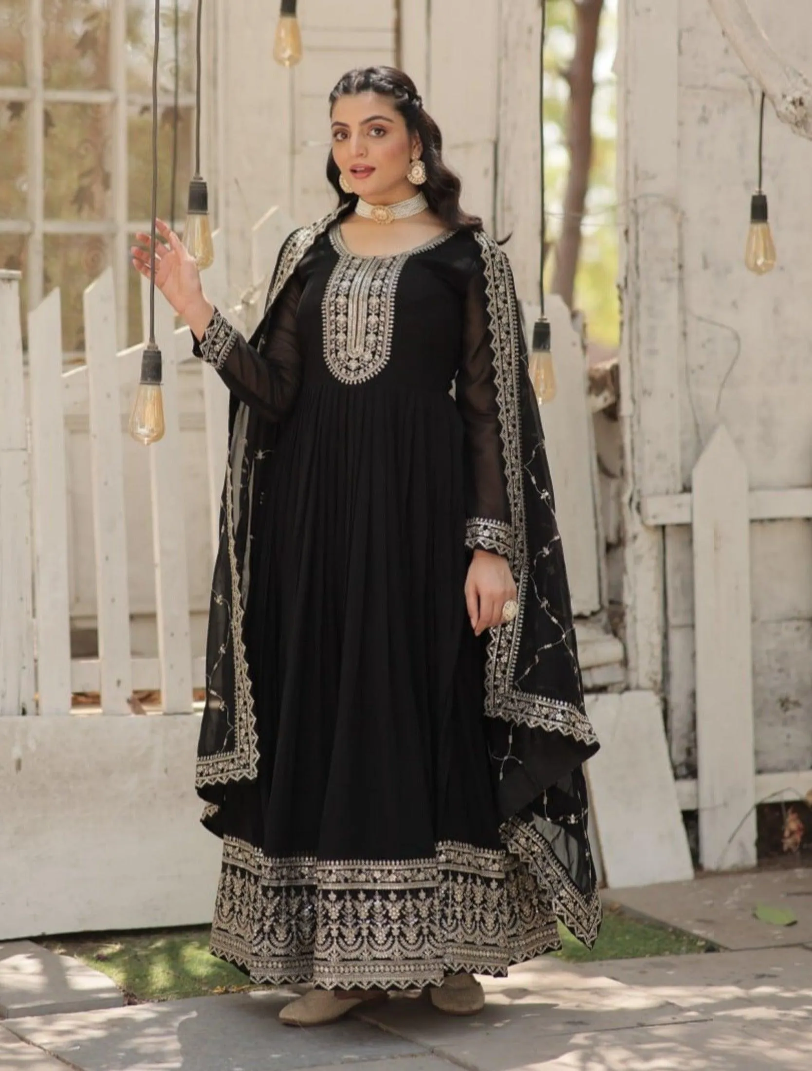 Majestic Heavy Sequins Embroidered Designer Anarkali With Dupatta