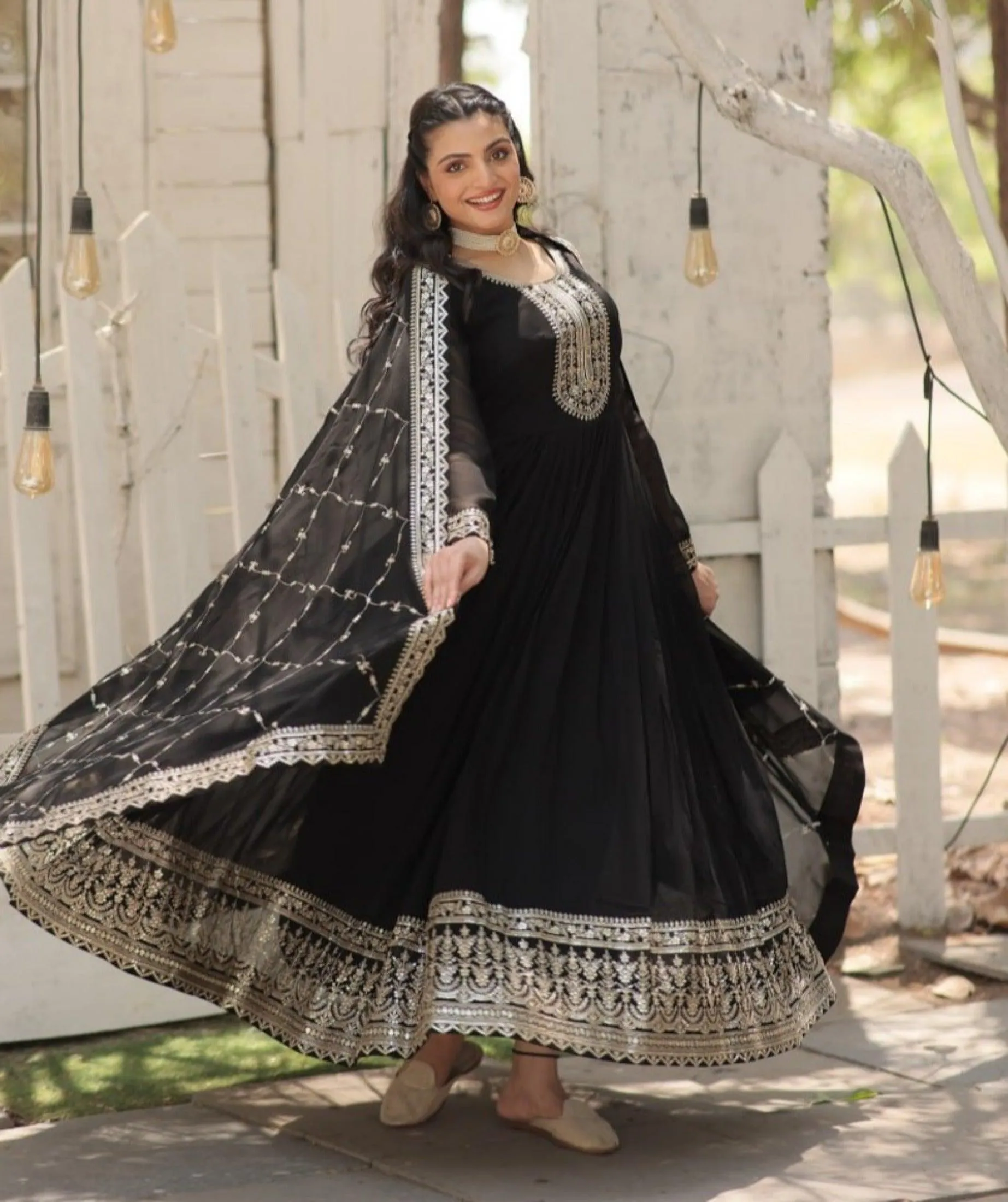 Majestic Heavy Sequins Embroidered Designer Anarkali With Dupatta