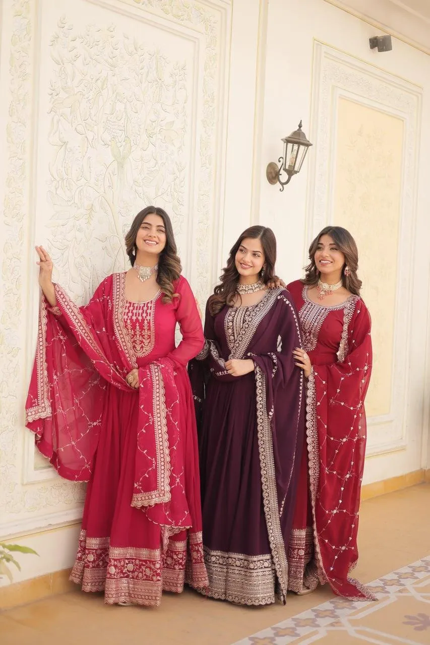Majestic Heavy Sequins Embroidered Designer Anarkali With Dupatta