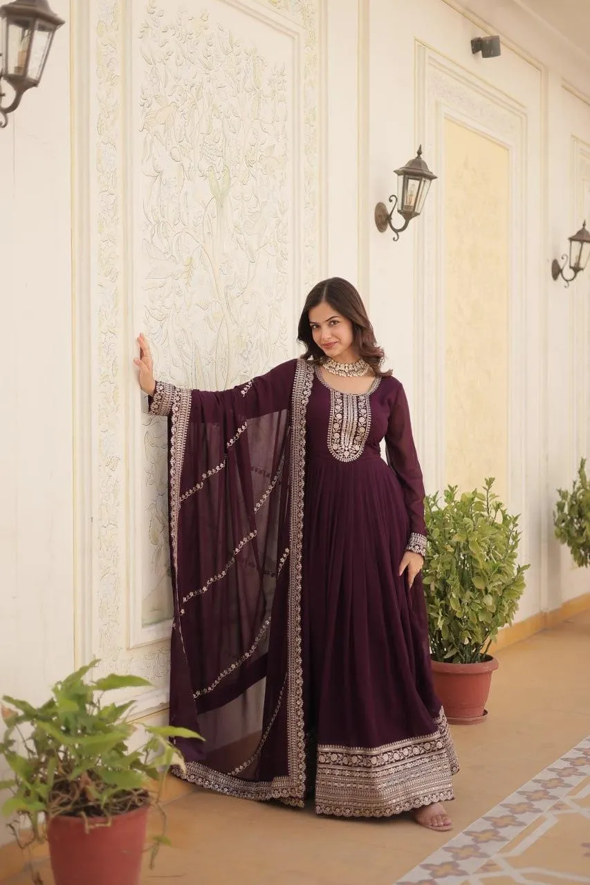 Majestic Heavy Sequins Embroidered Designer Anarkali With Dupatta