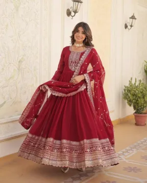Majestic Heavy Sequins Embroidered Designer Anarkali With Dupatta
