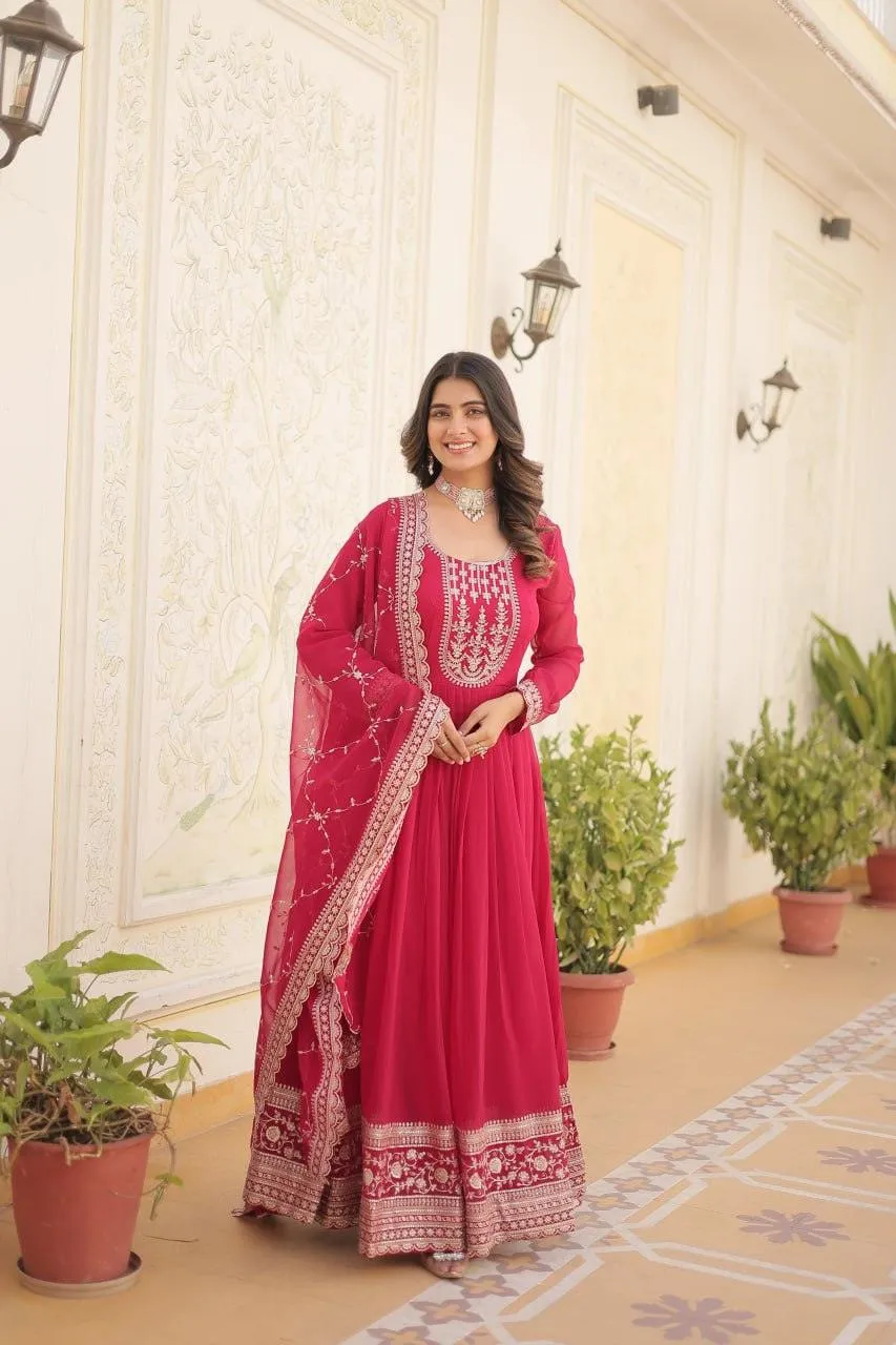 Majestic Heavy Sequins Embroidered Designer Anarkali With Dupatta