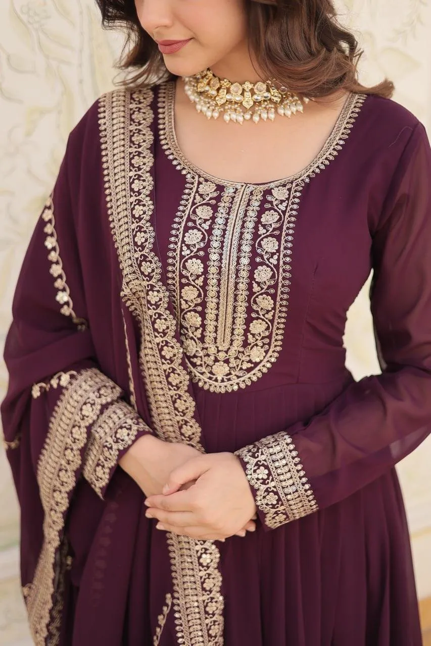 Majestic Heavy Sequins Embroidered Designer Anarkali With Dupatta