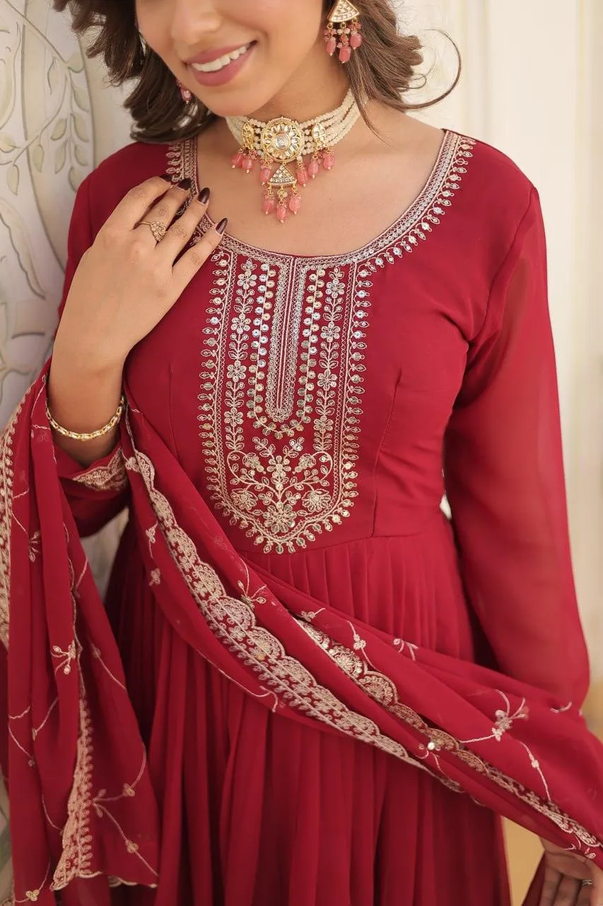 Majestic Heavy Sequins Embroidered Designer Anarkali With Dupatta
