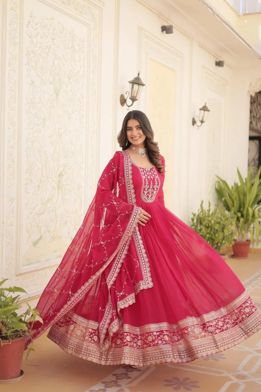 Majestic Heavy Sequins Embroidered Designer Anarkali With Dupatta
