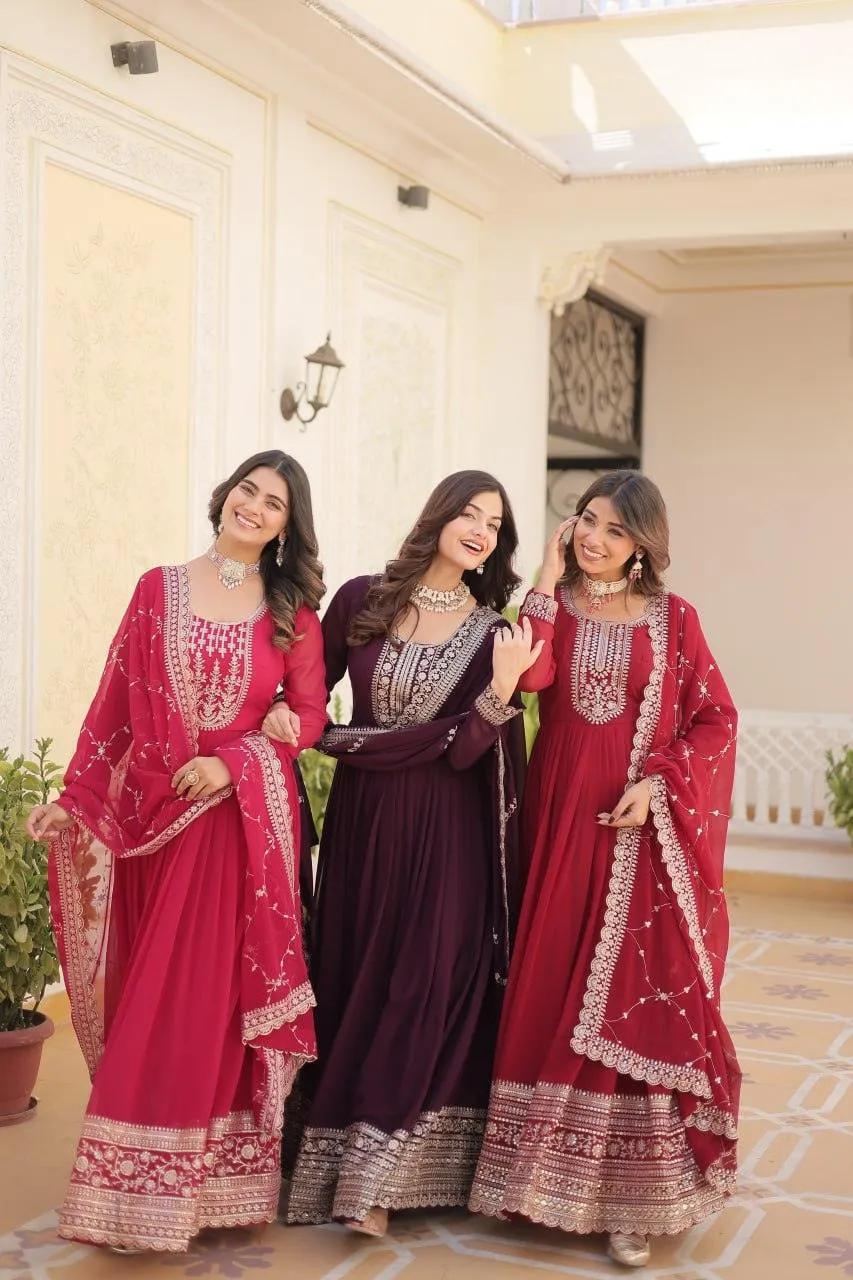 Majestic Heavy Sequins Embroidered Designer Anarkali With Dupatta