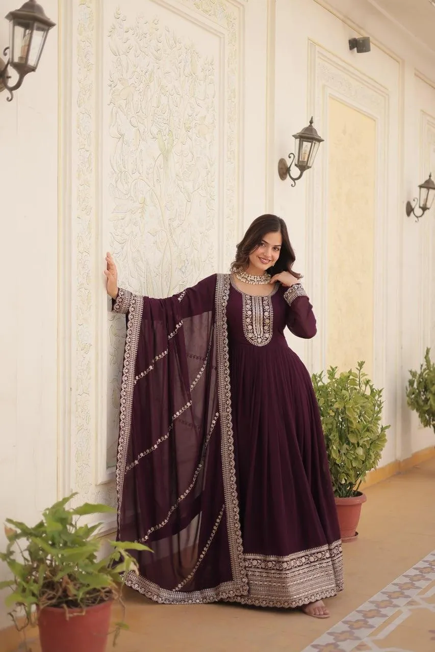 Majestic Heavy Sequins Embroidered Designer Anarkali With Dupatta