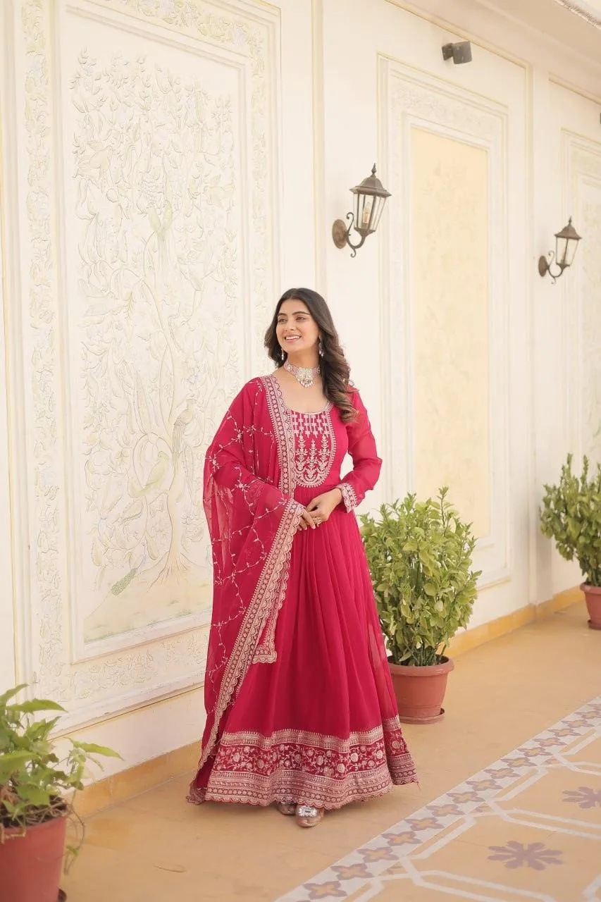 Majestic Heavy Sequins Embroidered Designer Anarkali With Dupatta
