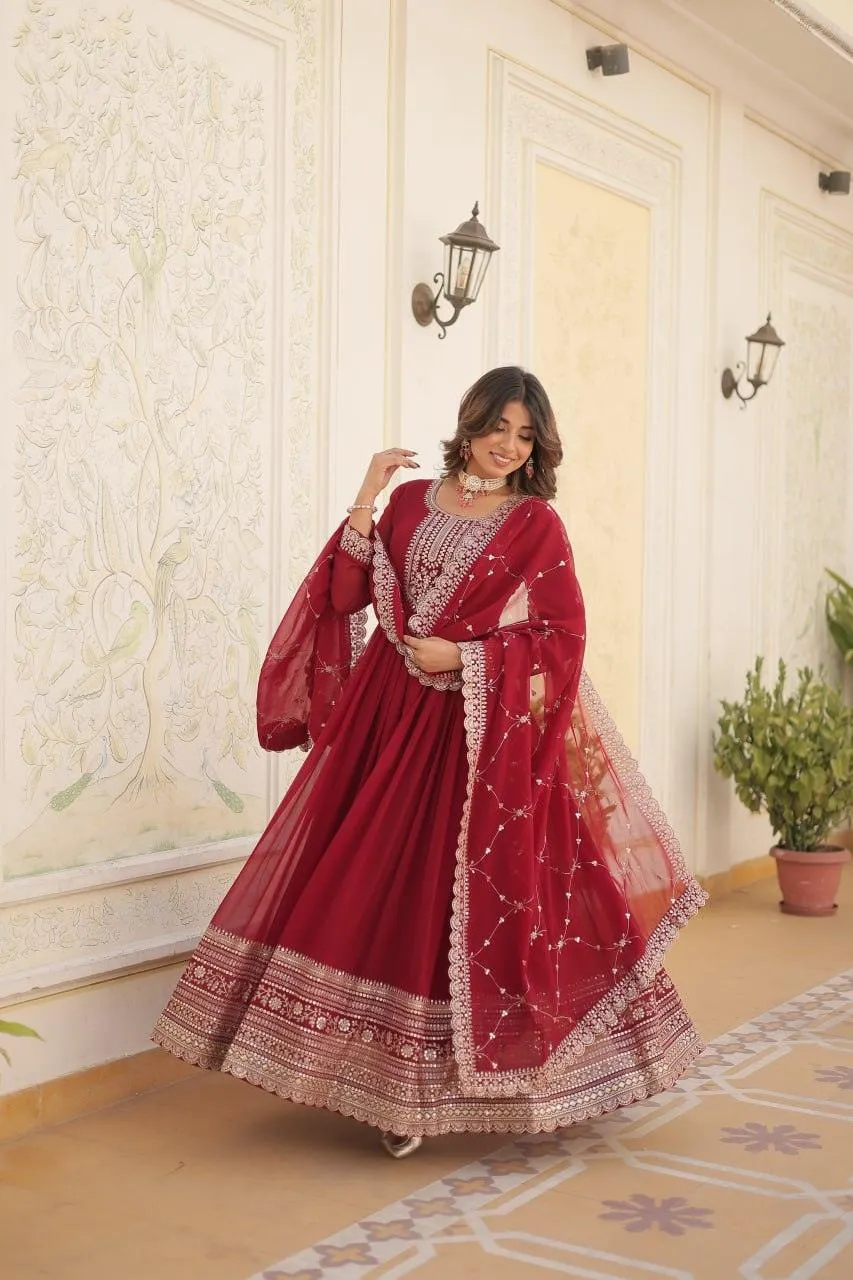 Majestic Heavy Sequins Embroidered Designer Anarkali With Dupatta