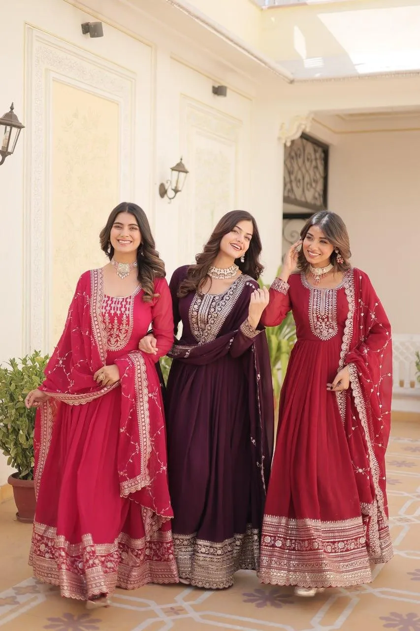 Majestic Heavy Sequins Embroidered Designer Anarkali With Dupatta