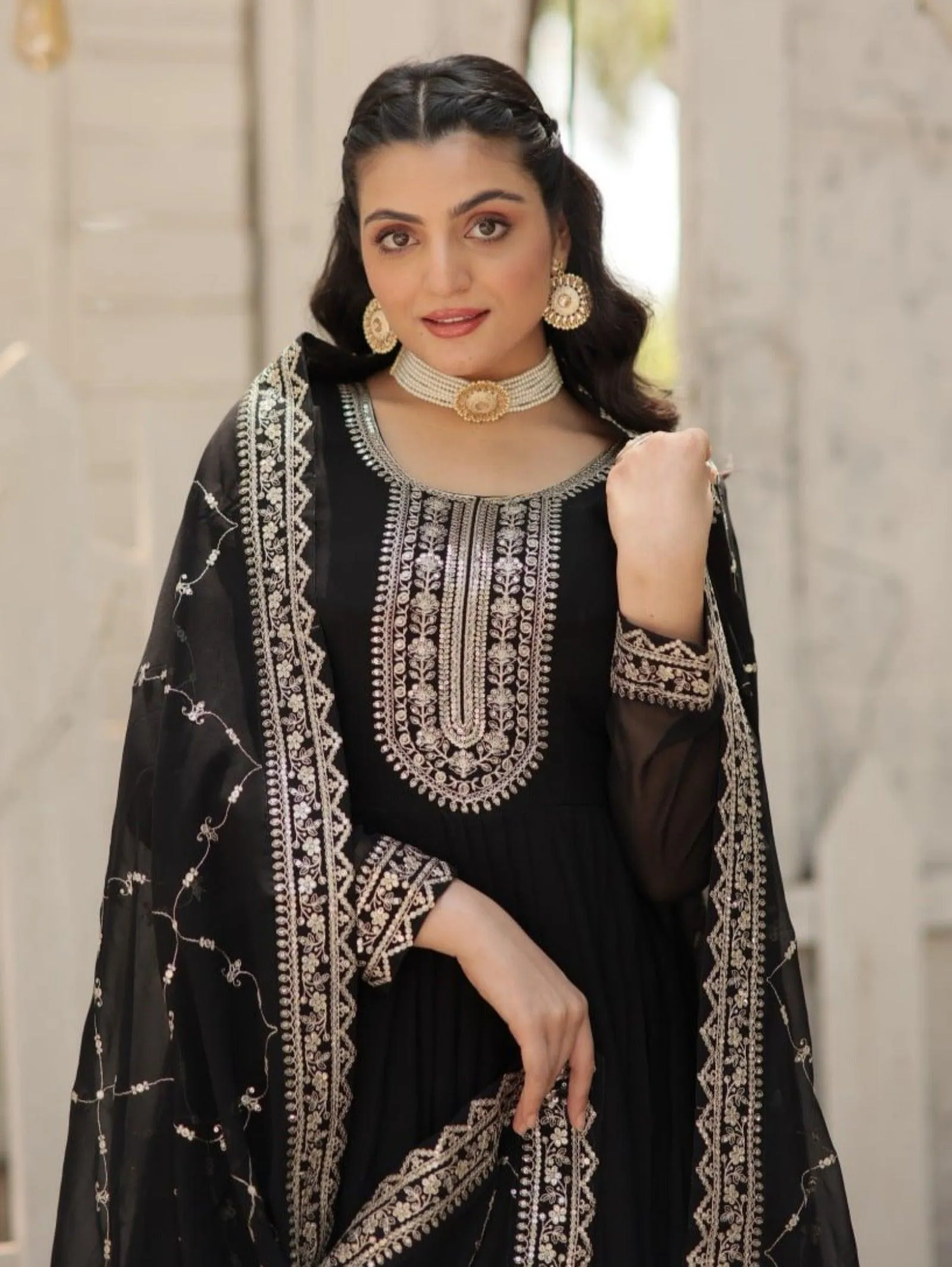 Majestic Heavy Sequins Embroidered Designer Anarkali With Dupatta