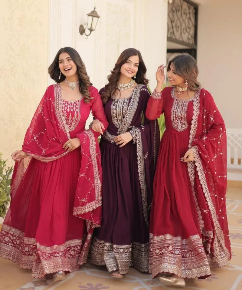 Majestic Heavy Sequins Embroidered Designer Anarkali With Dupatta