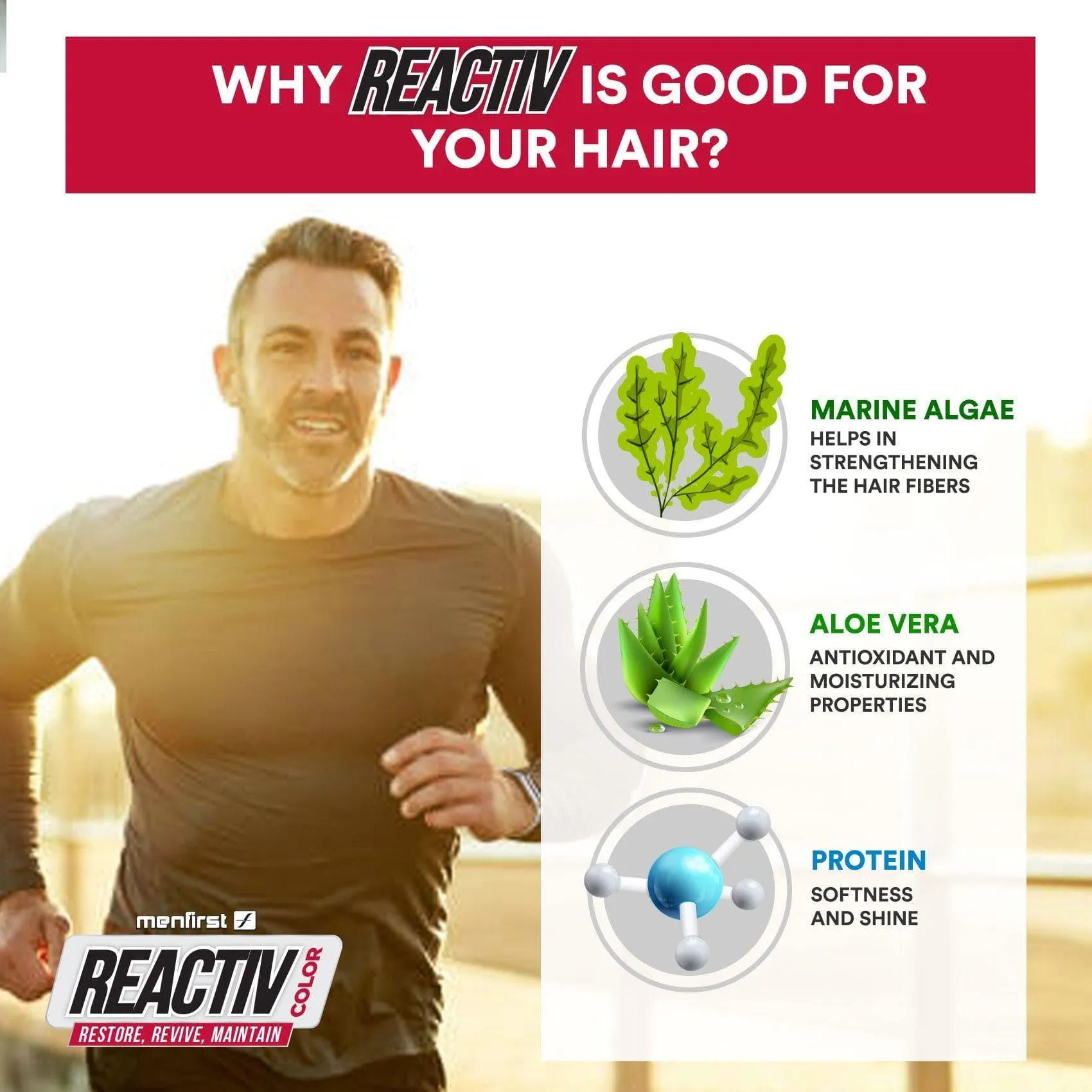 Menfirst - Reactiv Semi-Permanent Instant Hair Dye for Men - 3 Pack - 1.69 Oz Each
