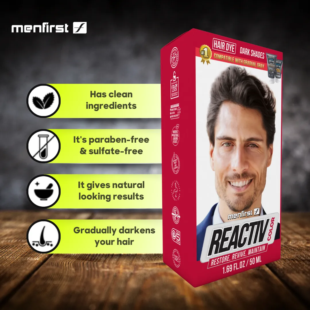 Menfirst - Reactiv Semi-Permanent Instant Hair Dye for Men - 3 Pack - 1.69 Oz Each