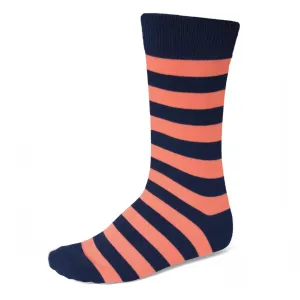 Men's Coral and Navy Blue Striped Socks