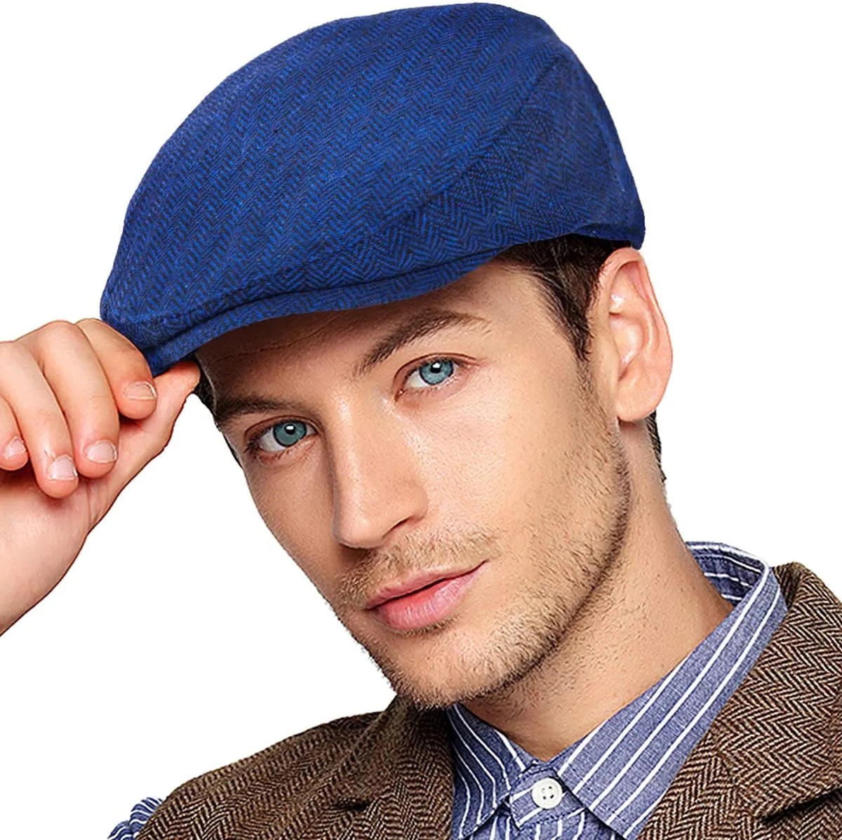 Men's Green Plaid Classic Wool Blend Tweed Flat Cap