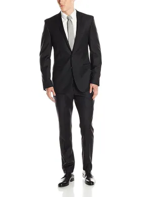 Men's Slim Fit 2-Piece Single Breasted Two Button Solid Wool Suit