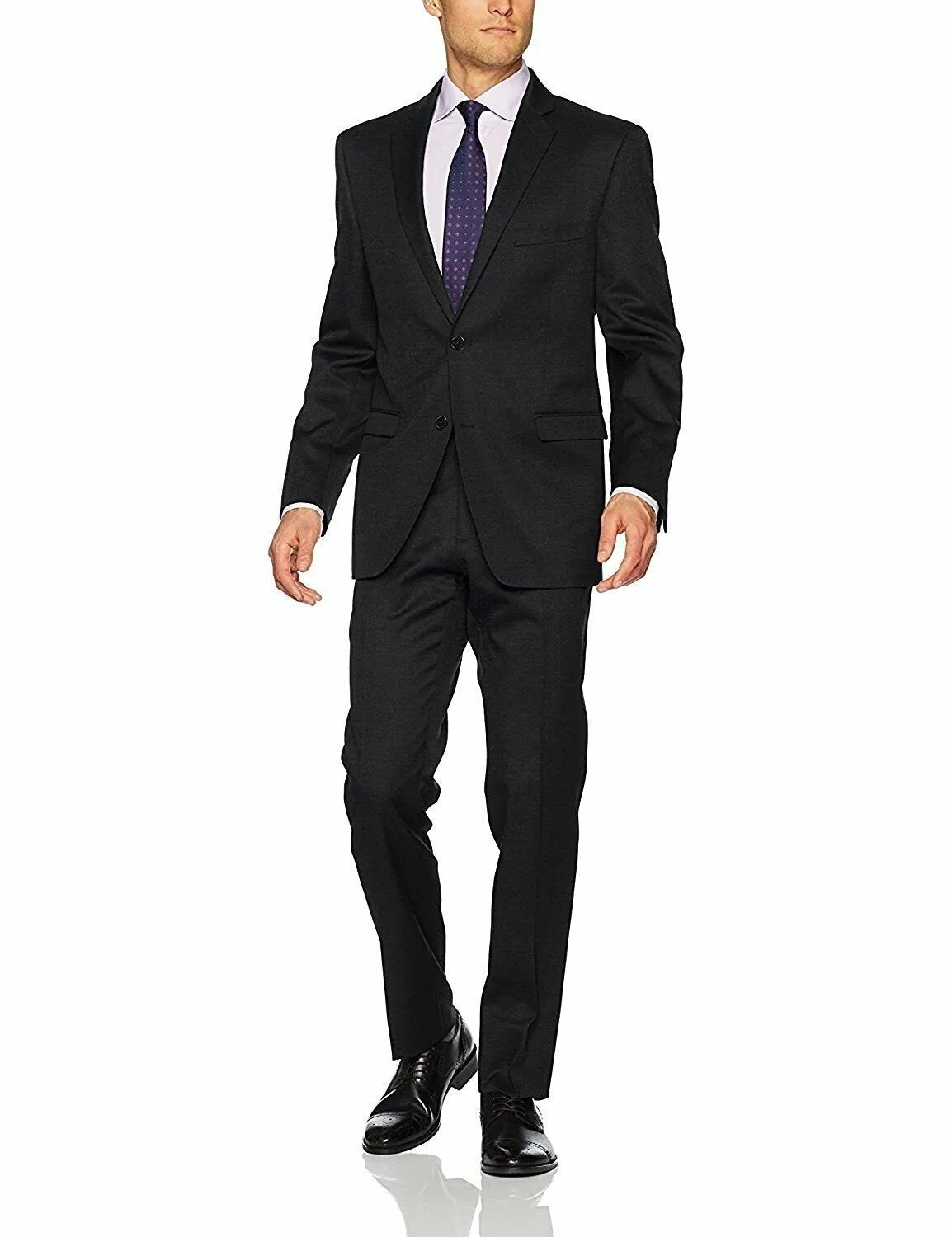 Men's Slim Fit 2-Piece Single Breasted Two Button Solid Wool Suit