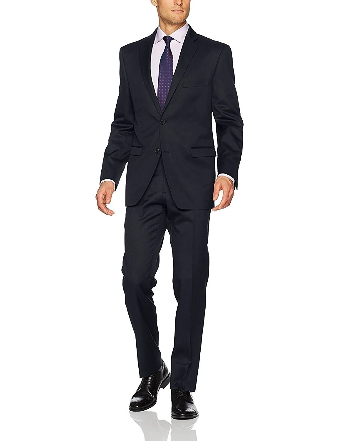 Men's Slim Fit 2-Piece Single Breasted Two Button Solid Wool Suit