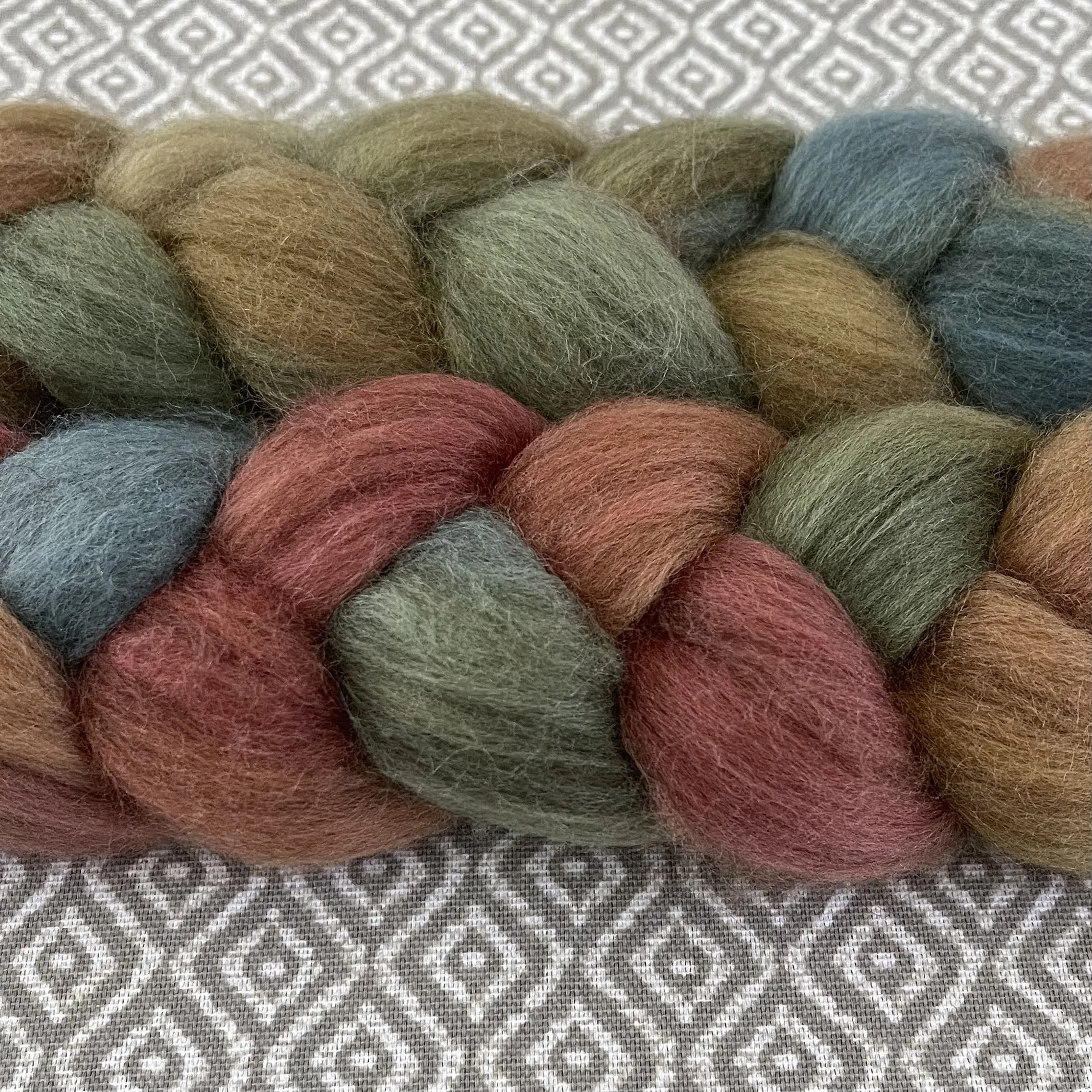 Merino Yak Silk Roving - Earthen Hues