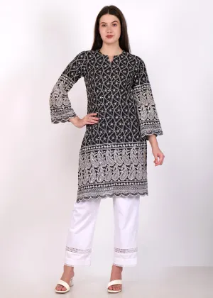 Midnight Black Paisley Embroidered Kurta Set