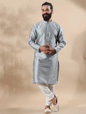 Moon Grey Embroidered Long Kurta