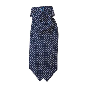 Navy Blue and Grey Pattern Silk Ascot