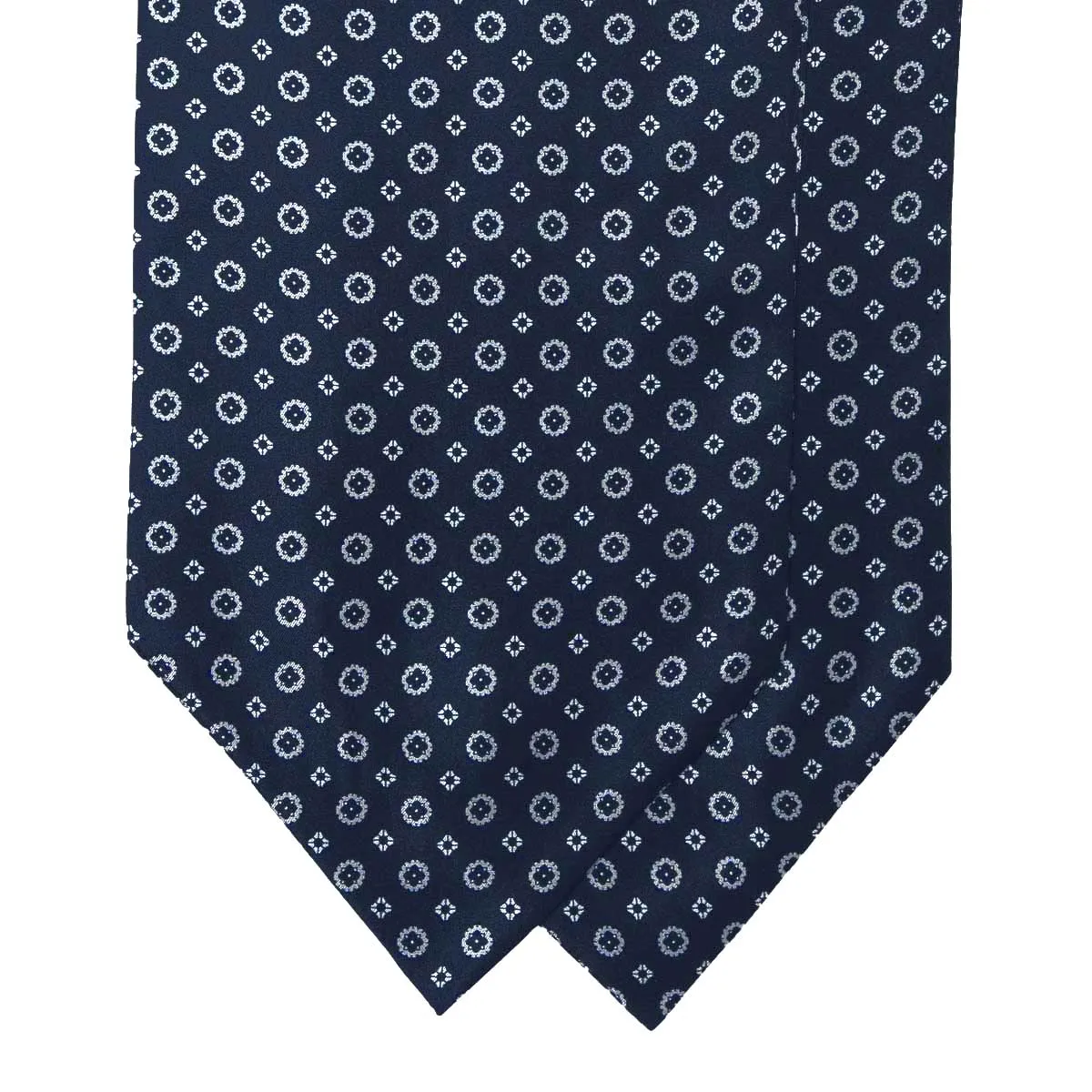 Navy Blue and Grey Pattern Silk Ascot