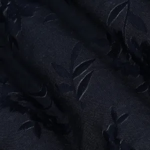 Navy Blue Color Denim Embroidery Heavy Fabric