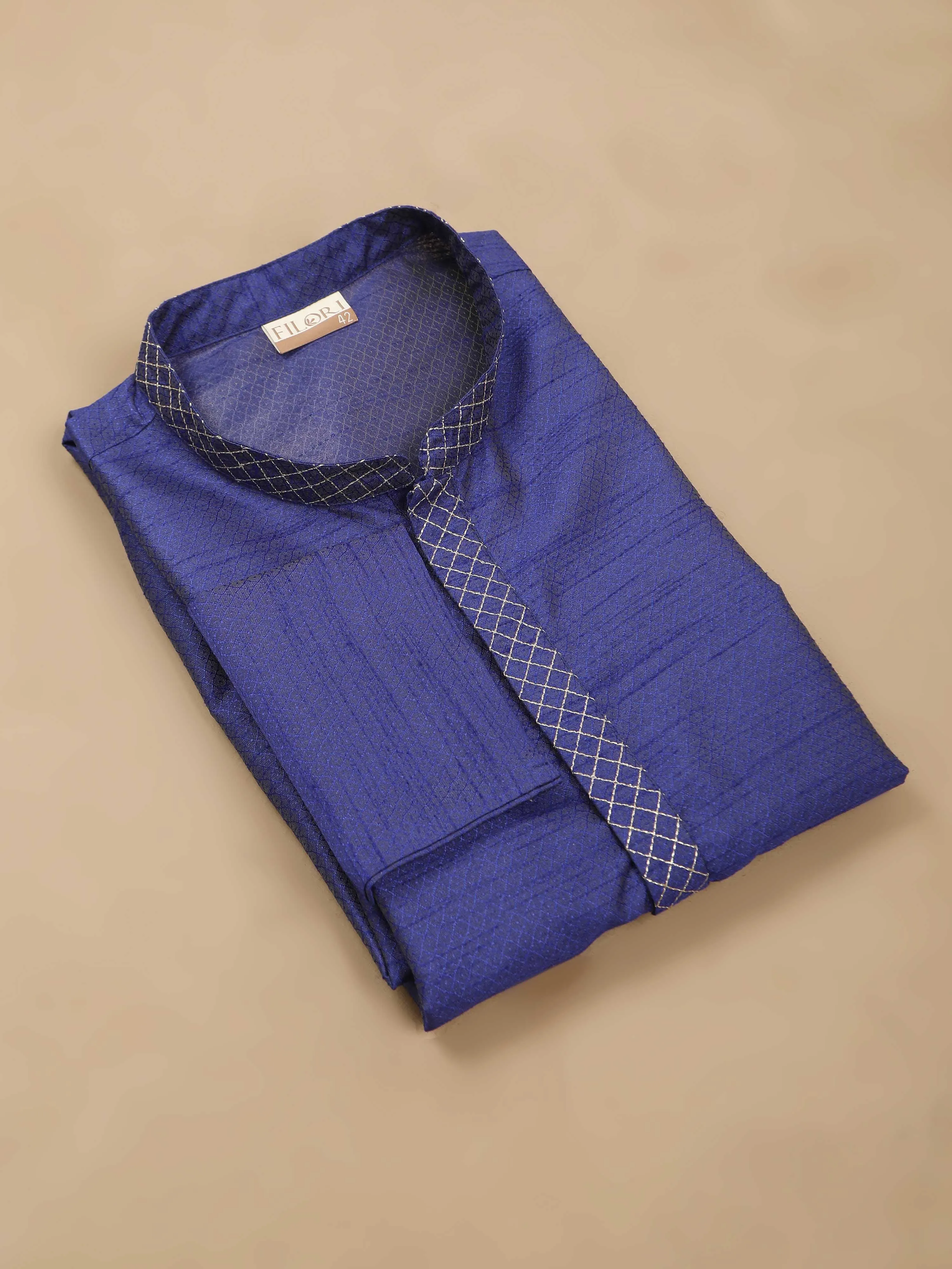 Navy Blue Embroidered Long Kurta