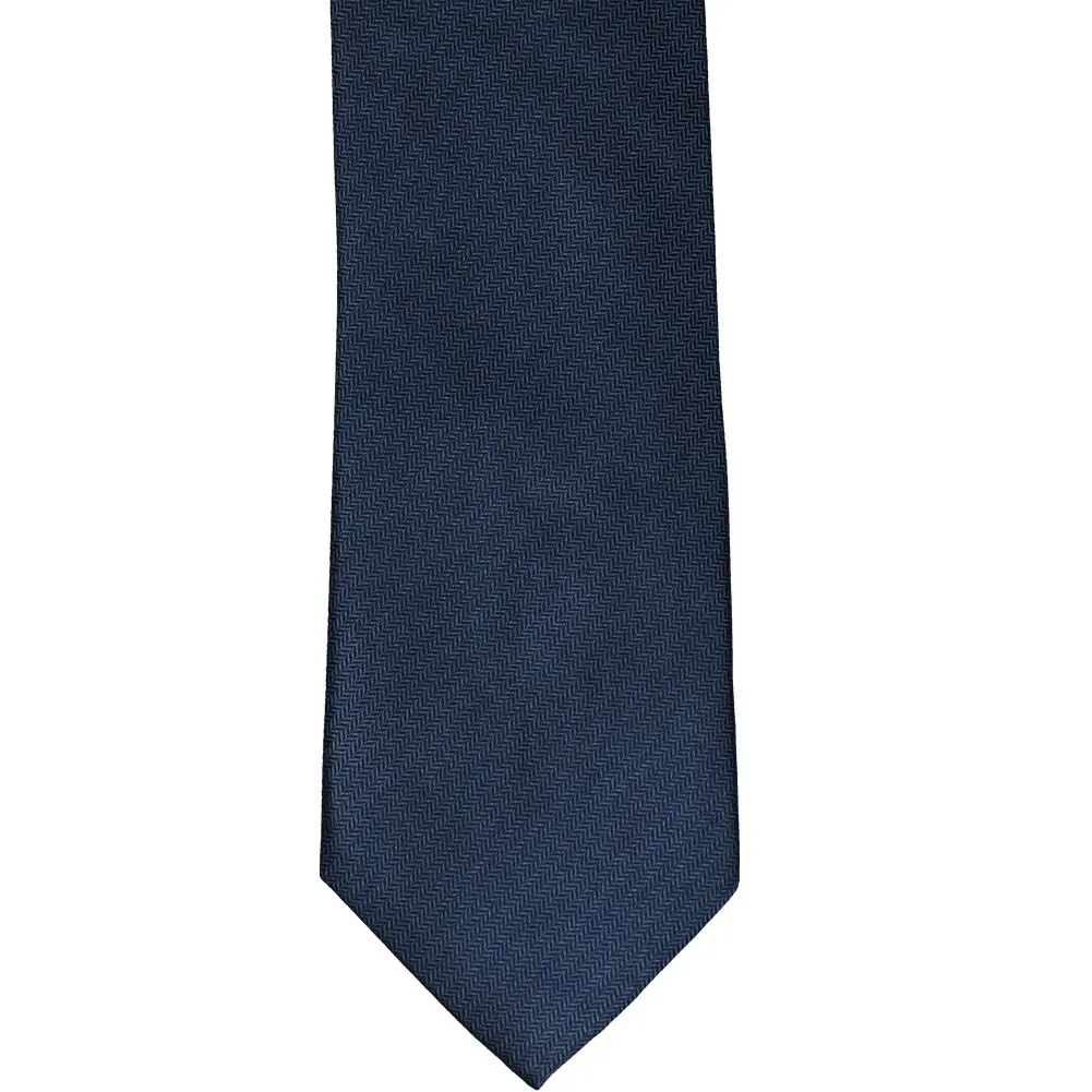 Navy Blue Herringbone Silk Necktie