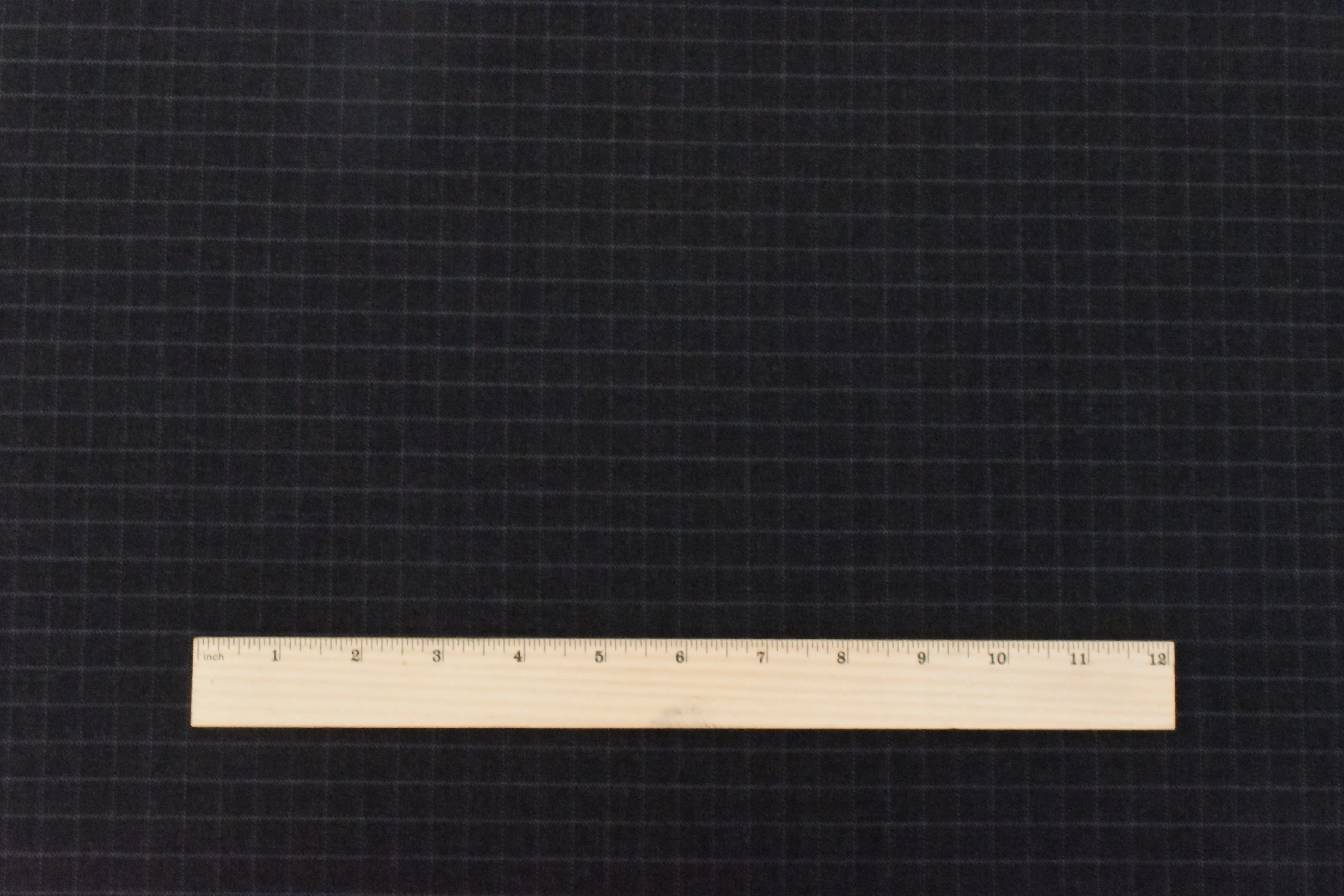 Off Black-Gray-Blue Check Wool-Poly Twill Woven Suiting Fabric