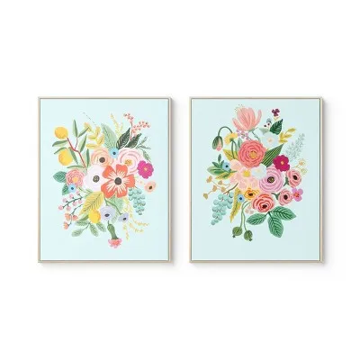 Open Box - Rifle Paper Co 24"x30" Garden Party Framed Canvas Wall Art Set of 2