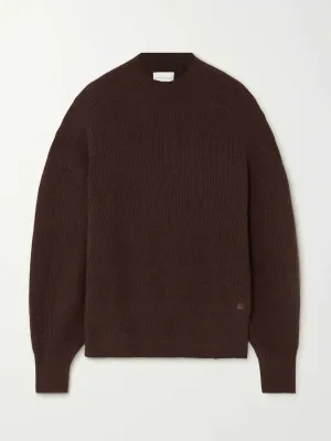 Oversized ribbed wool-blend sweater