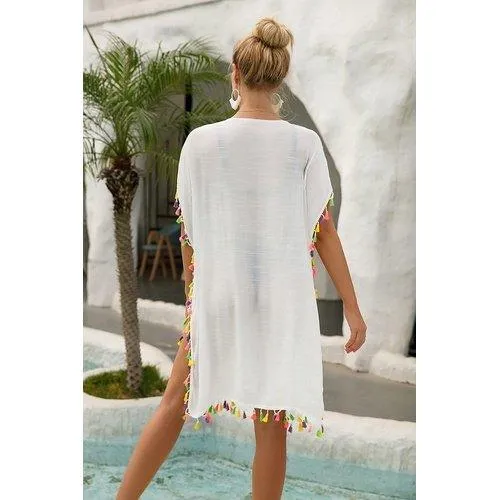 Patchwork Hollow Out Tunic Swimsuit Coverup