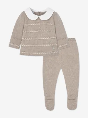 Paz Rodriguez Baby Knitted 2 Piece Set in Beige