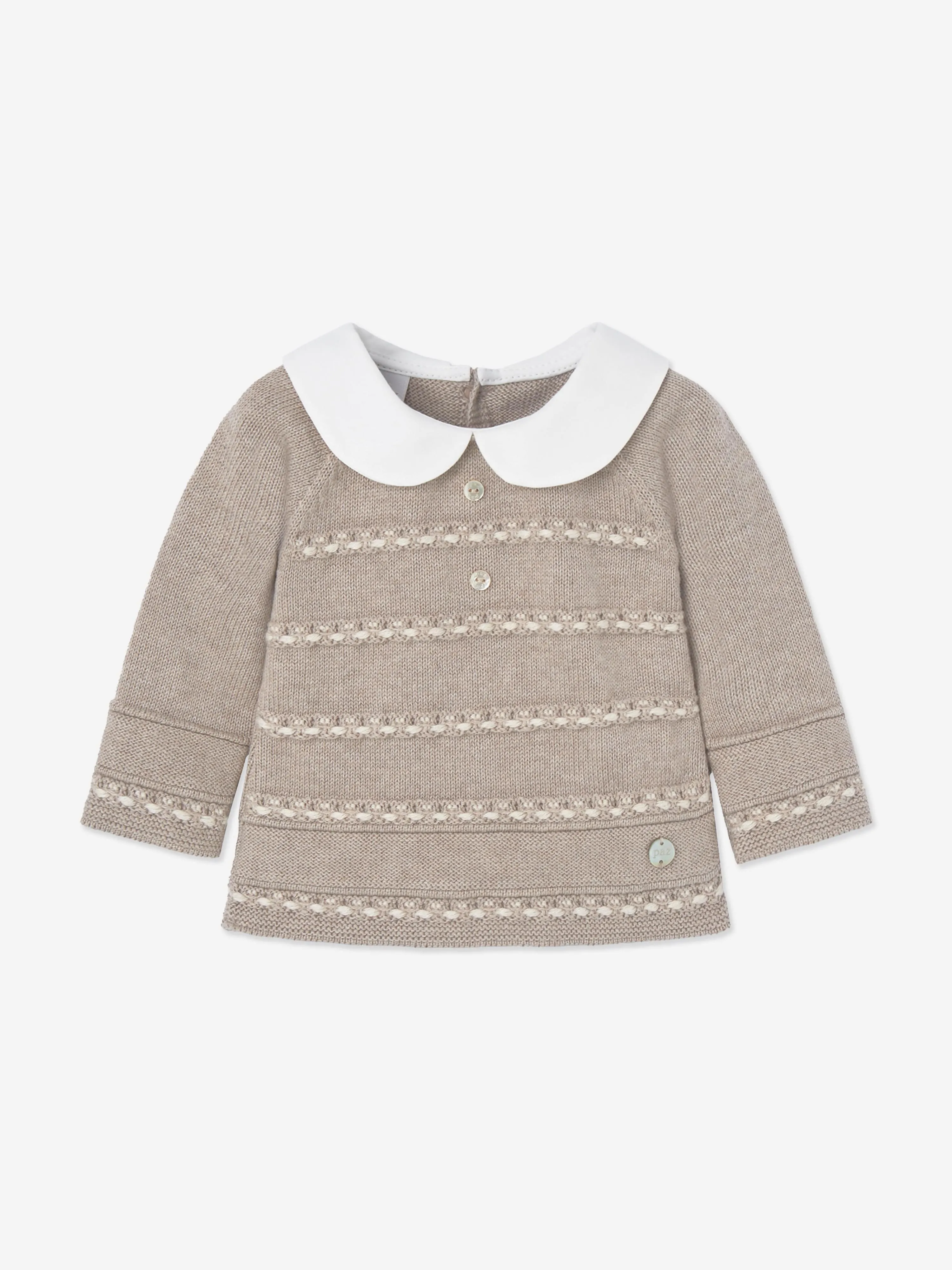 Paz Rodriguez Baby Knitted 2 Piece Set in Beige