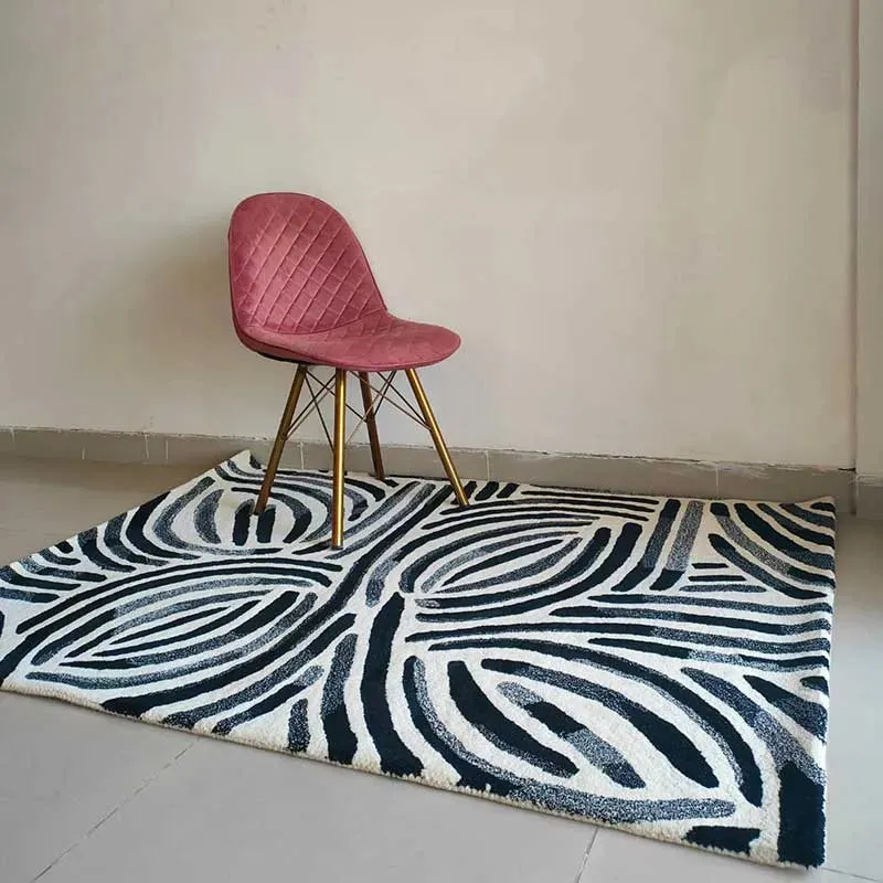 Premium Midnight Tufted Woolen Rug | 6 x 4 Feet