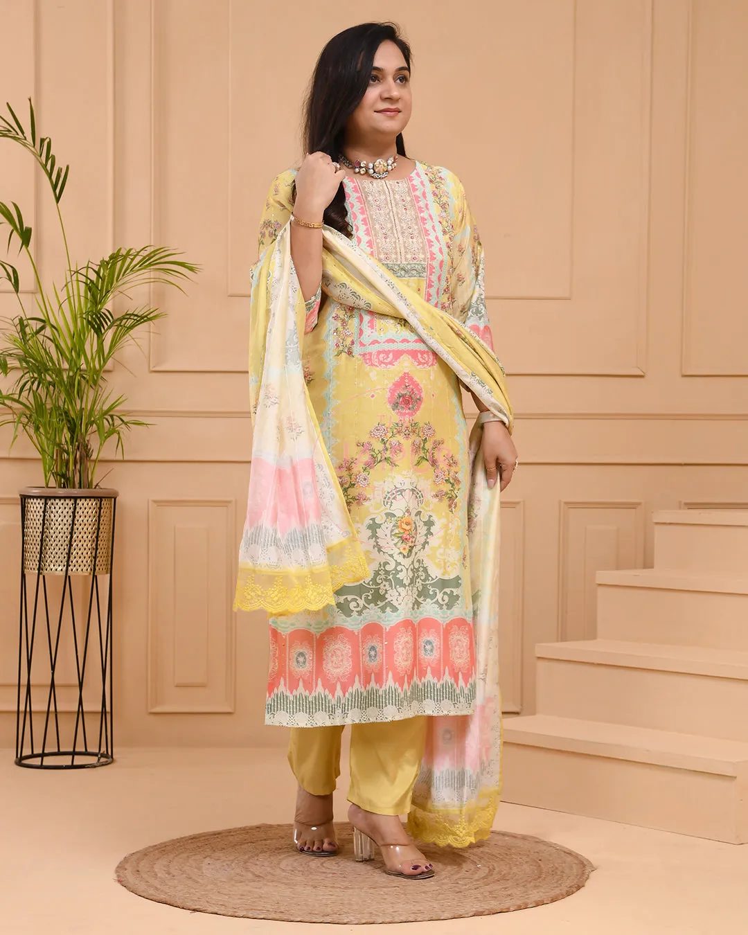 Premium Muslin Mugal Print Pant Set