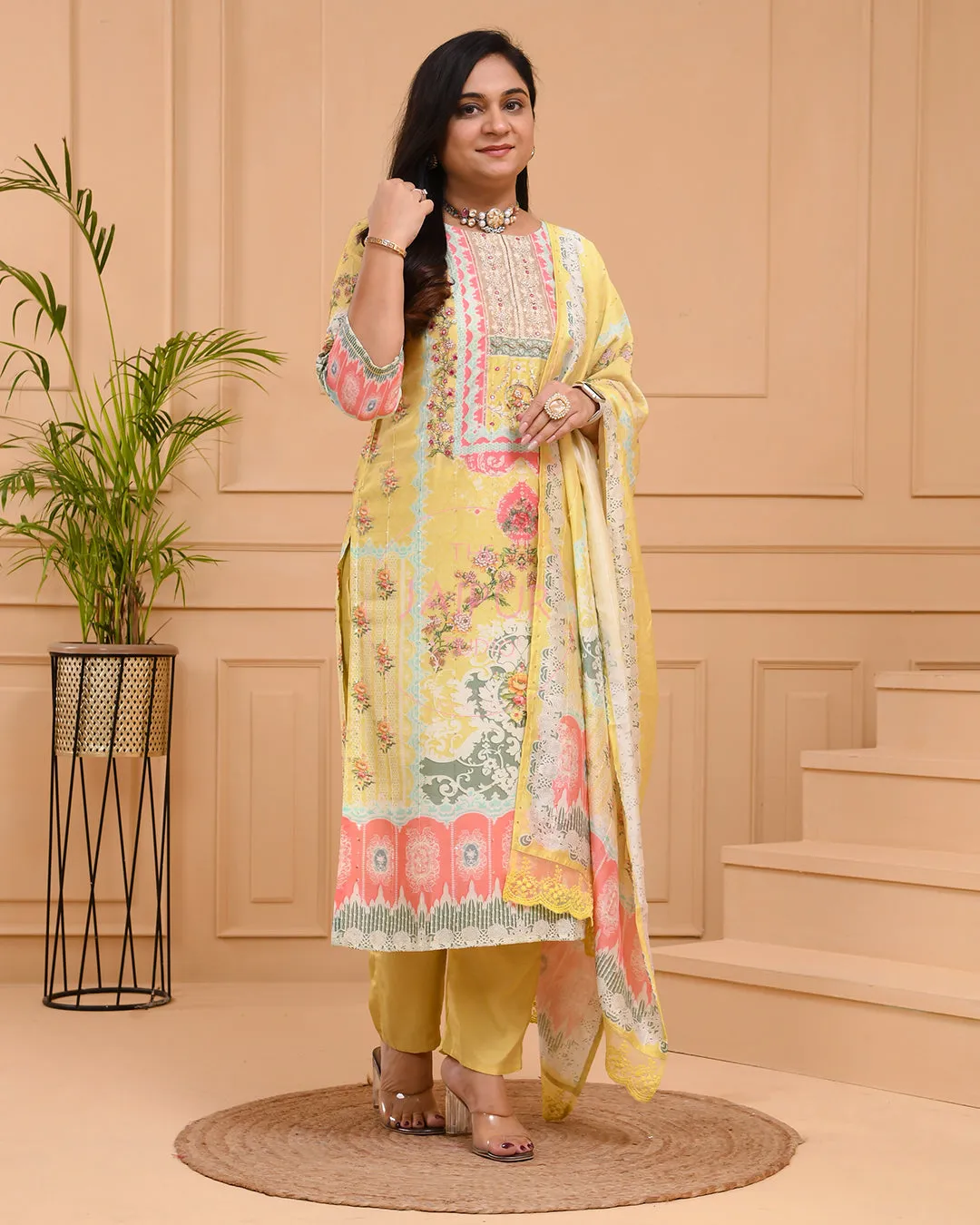 Premium Muslin Mugal Print Pant Set