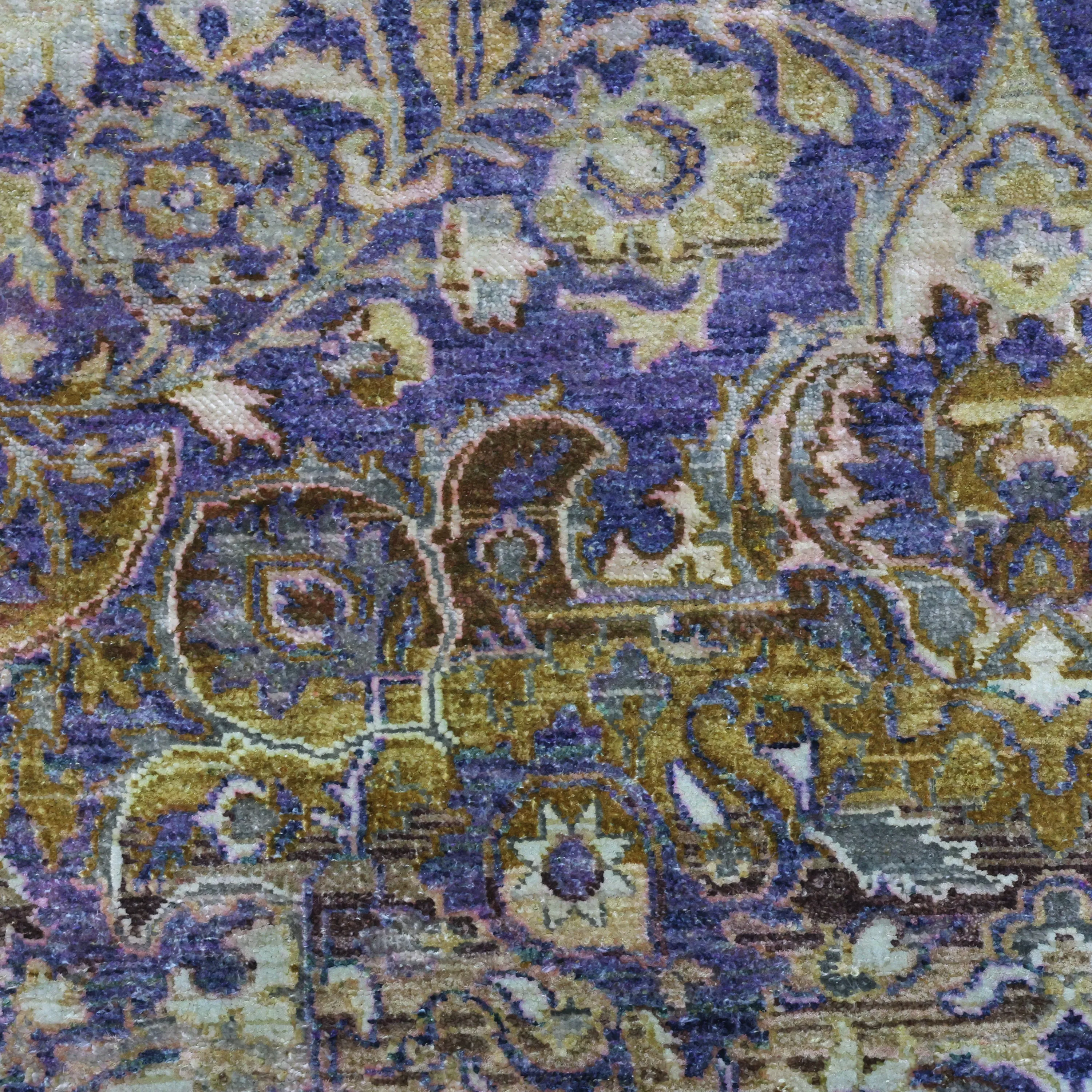 Purple Alchemy Traditional Wool Silk Blend Rug - 11'10" x 17'7"