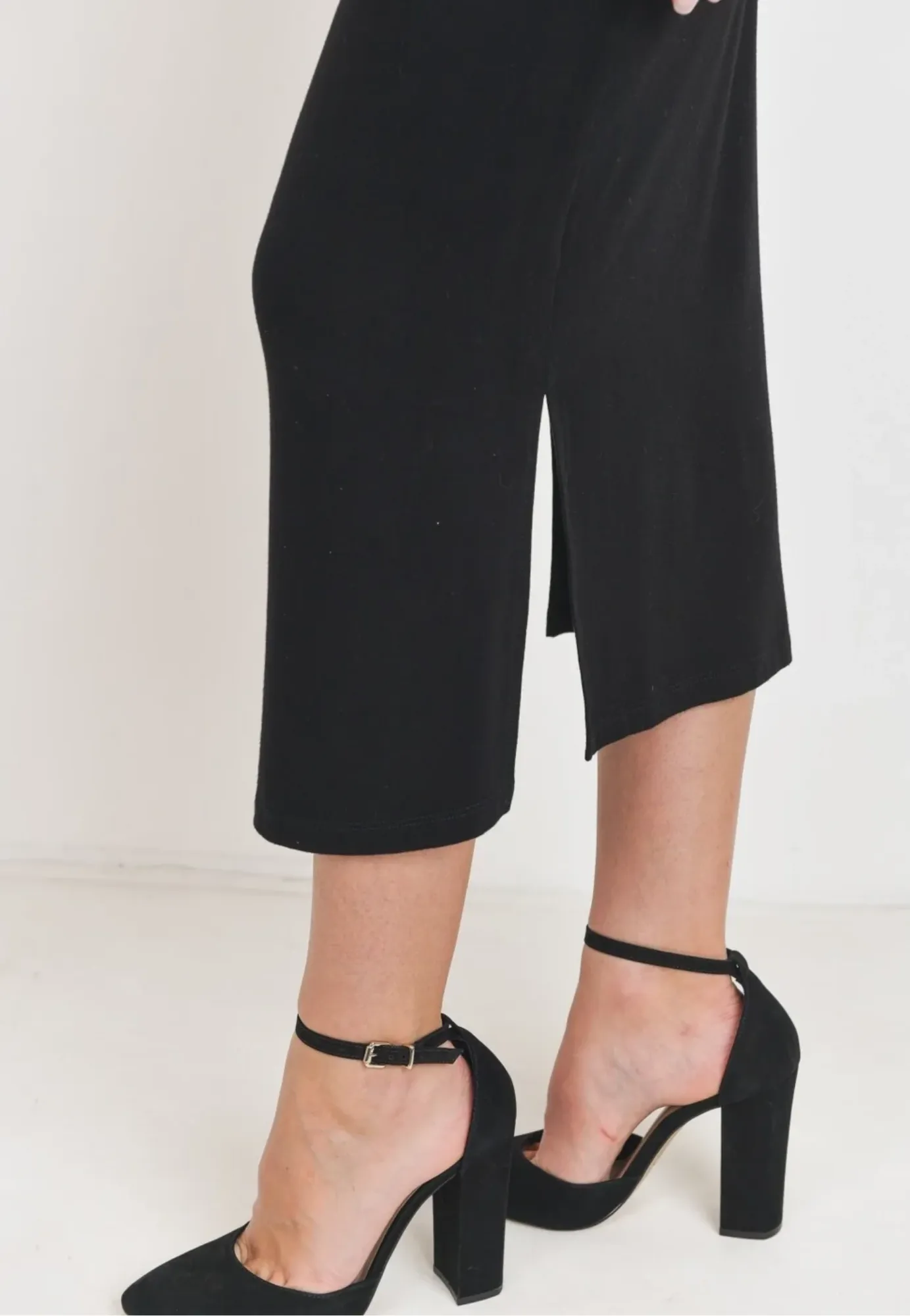 Rayon Modal Side Slit Maternity Midi Skirt