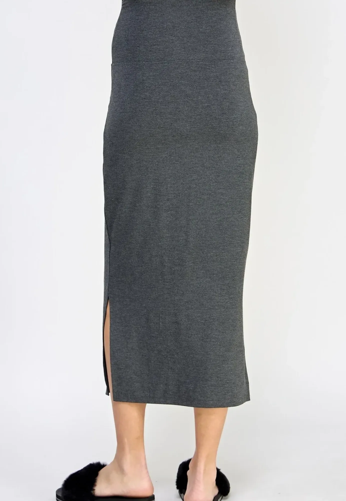 Rayon Modal Side Slit Maternity Midi Skirt