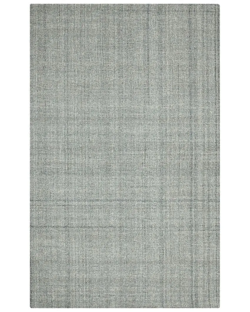Sea Blue Plaid Pattern Hand Tufted Carpet
