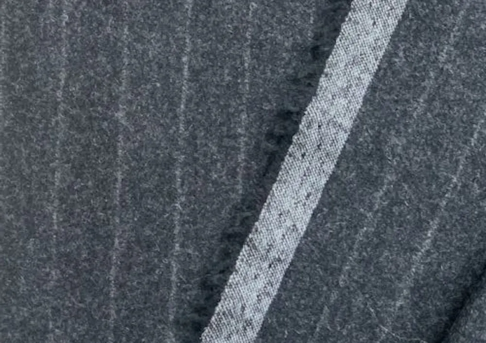 Shadow Striped Charcoal Grey Wool Flannel (Made in Italy)