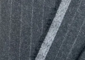 Shadow Striped Charcoal Grey Wool Flannel (Made in Italy)